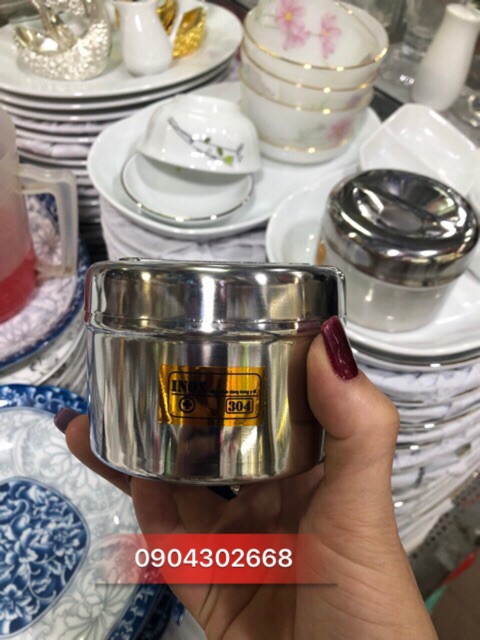 Hộp inox lưu mẫu thức ăn. Có ảnh thật