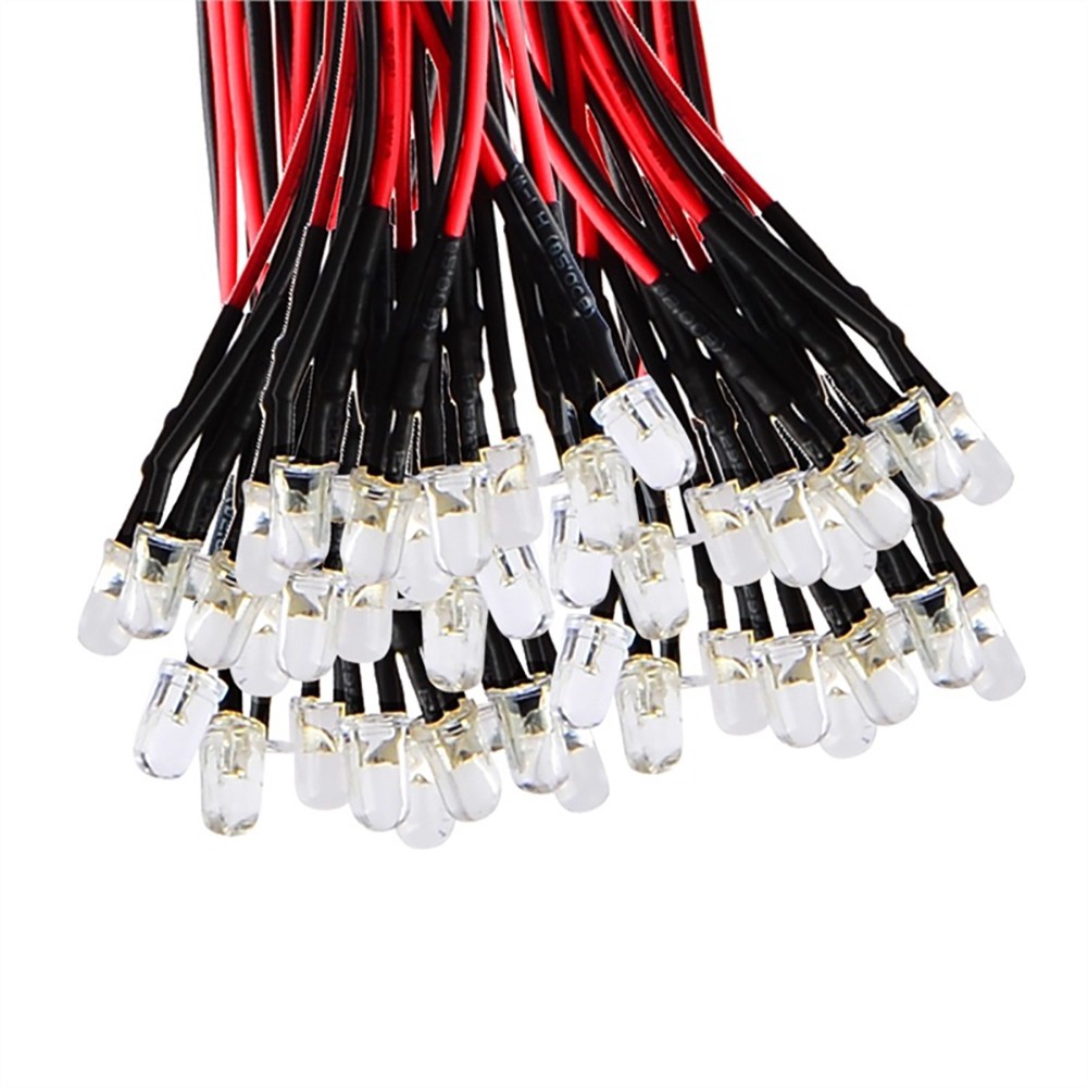 Set 10 bóng đèn LED có dây dài 20cm 3mm/5mm DC B26 chất lượng cao