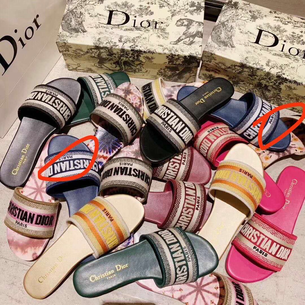 No box Giày Sandal Trượt Vải Canvas Thêu Họa Tiết Thời Trang Xuân Hè Mới