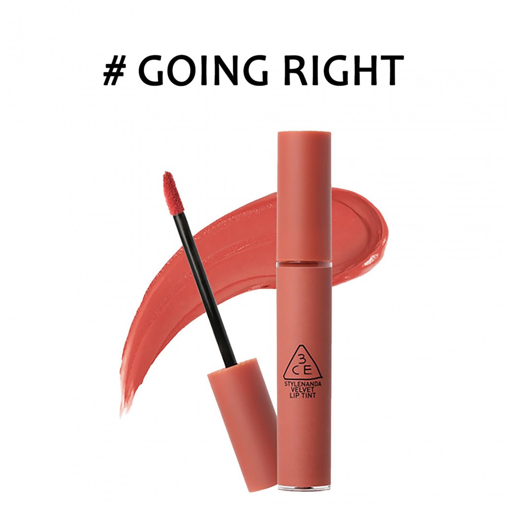 Son kem lì 3CE, Velvet Lip Tint #Going Right- Cam hồng đất