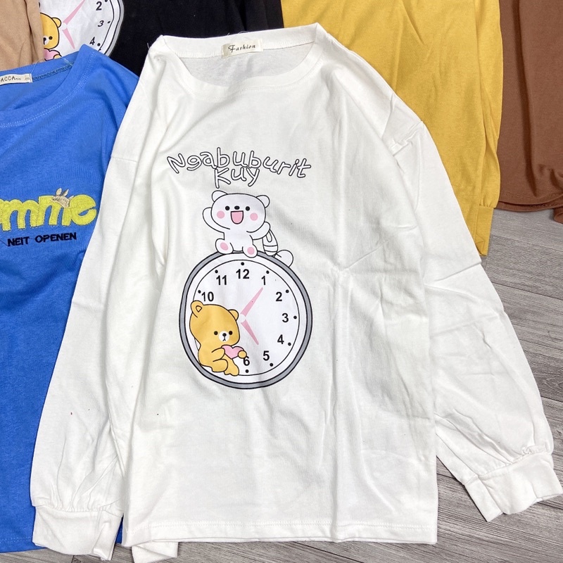 Áo Phông Dài Tay Áo Thun Cotton Khô Form Thụng Tay Dài