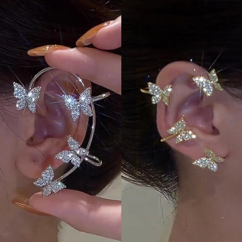 1 cái Bông tai Thời trang Móc Phụ nữ Bướm Rhinestone Kẹp Tai Bông tai Quyến rũ Quà tặng Sinh nhật Đồ trang sức