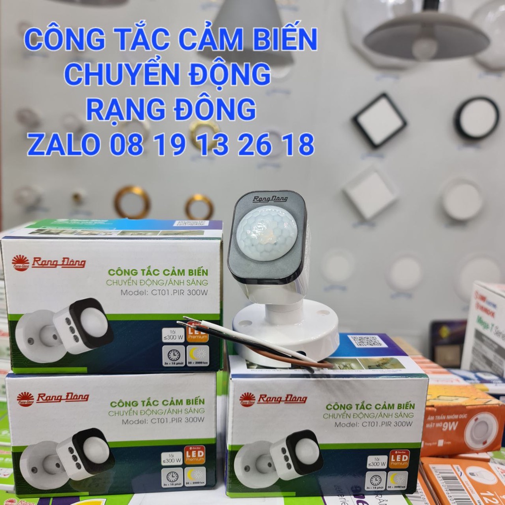 Công tắc Cảm Biến chuyển động ánh sáng Rạng Đông, mã Model: CT01.PIR 300W, cho đèn LED.
