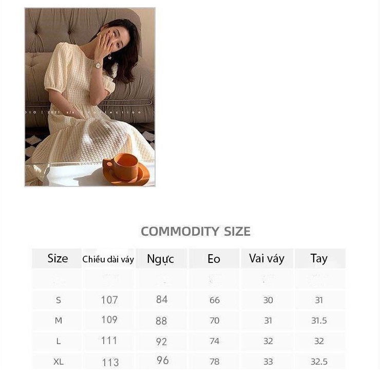 Váy đầm babydoll dáng dài đi biển tay phồng tiểu thư nữ phong cách Hàn quốc sang chảnh  - First love