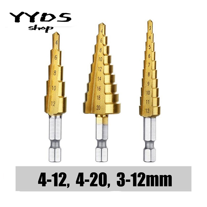 Bộ 3 Mũi Khoan Thông Dụng Phủ Titan HSS, Dụng Cụ Điện 3-12Mm 4-12Mm 4-20Mm