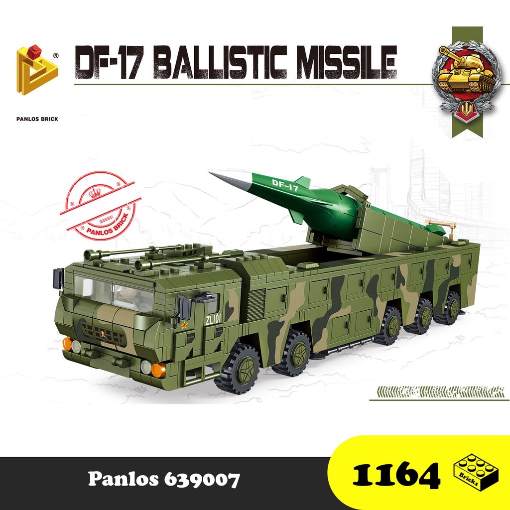 Đồ chơi Lắp ráp Xe Tên lưa Siêu Thanh DF-17 - Panlos 639007 Ballistic mislle - Xếp hình thông minh - Mô hình trí tuệ