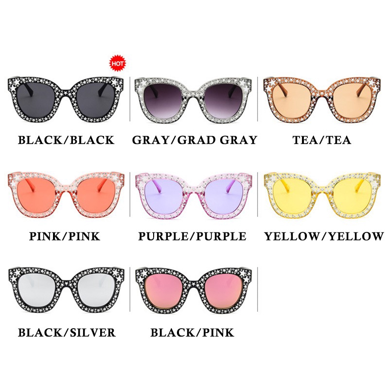 Fashion Desgin Star Star Square Women Sunglasses UV400 Protection Free Bag+Cloth