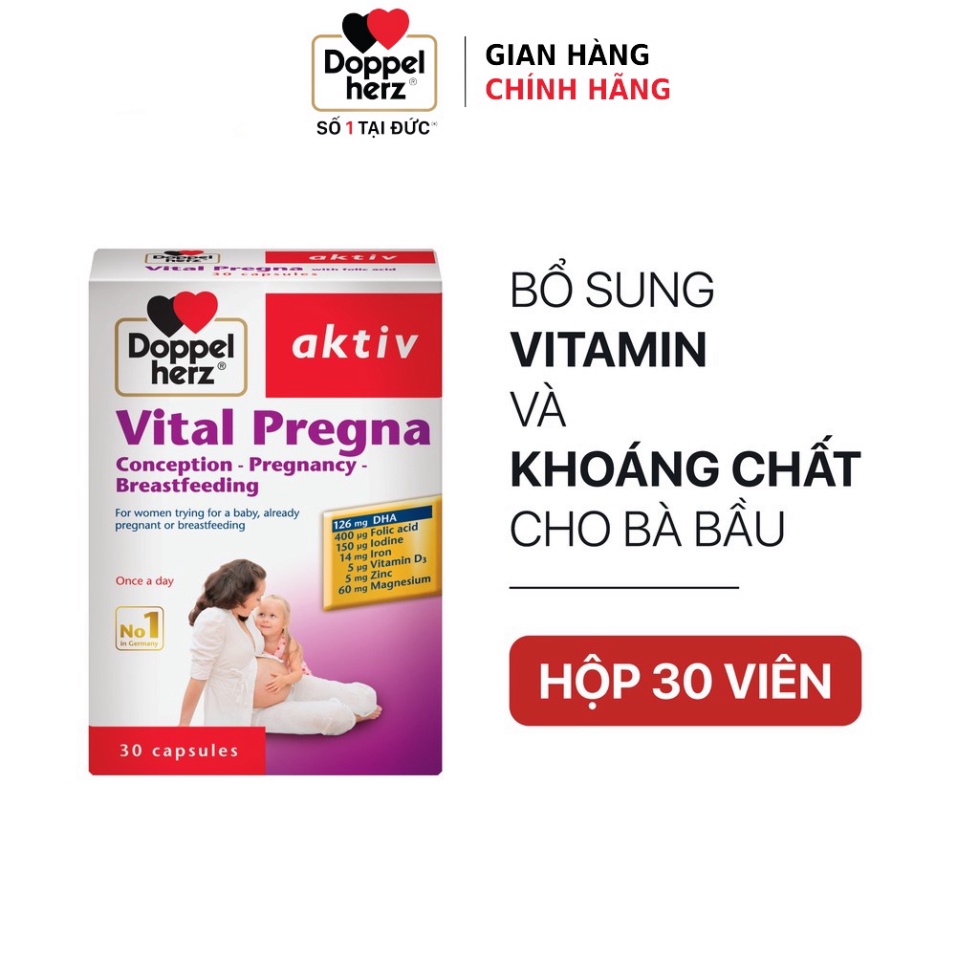 [TPCN Nhập Khẩu] Viên uống bổ sung Vitamin và khoáng chất cho bà bầu Doppelherz Aktiv Vital Pregna (Hộp 30v)