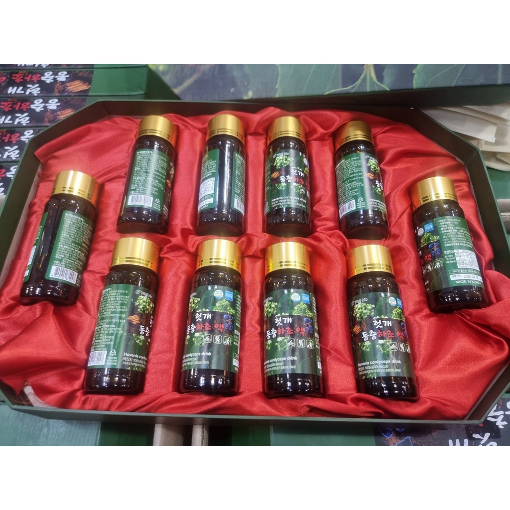 Nước Mát Gan Đông Trùng Hạ Thảo Korean Hovenia Drink Hộp 10 Chai*100ml