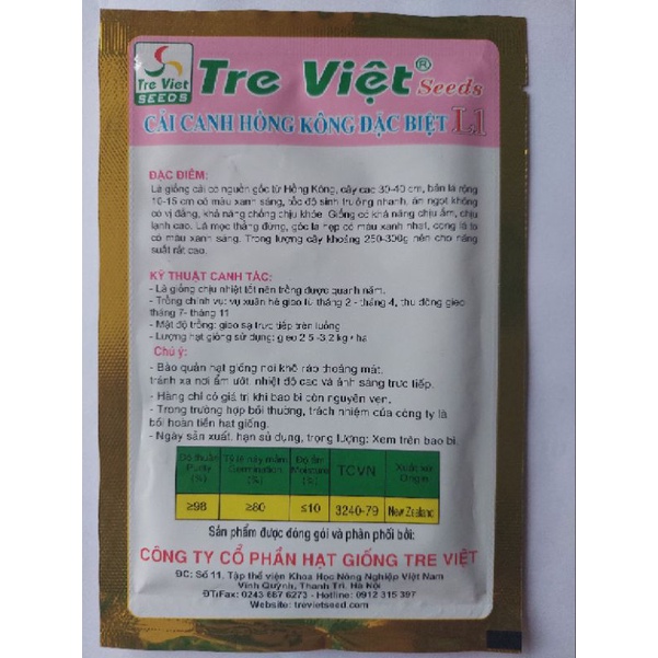 HẠT GIỐNG CẢI CANH HÔNG KÔNG ĐẶC BIỆT