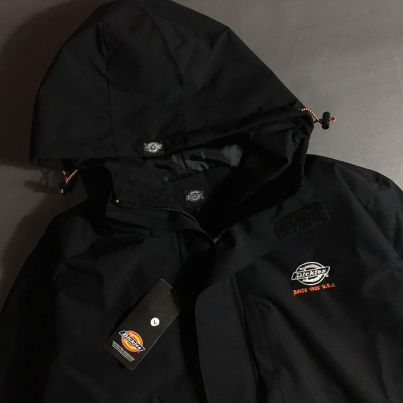 Áo Khoác Chống Thấm Nước Màu Đen In Chữ Dickies Thời Trang