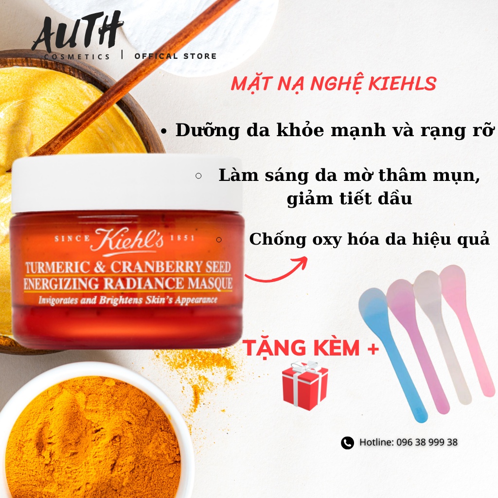 Mặt nạ nghệ Kiehl Turmeric &amp; Cranberry 14ml- Dưỡng ẩm Trắng da Giảm mụn Mờ thâm nám