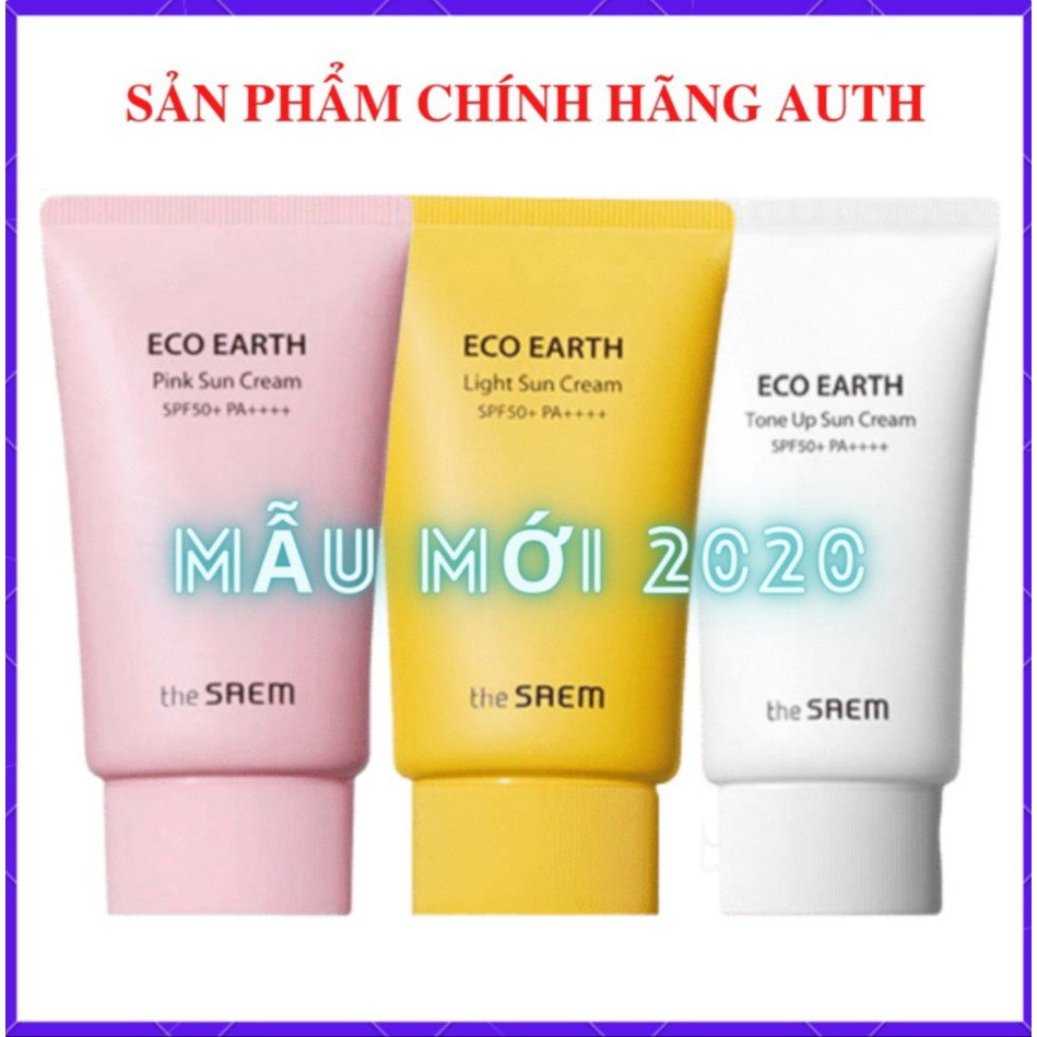 [MẪU MỚI 2020] Kem Chống Nắng Dành Cho Da Dầu Hỗn Hợp Nhạy Cảm The Saem Eco Earth Power Pink Sun Cream (SPF 50+/PA)++++