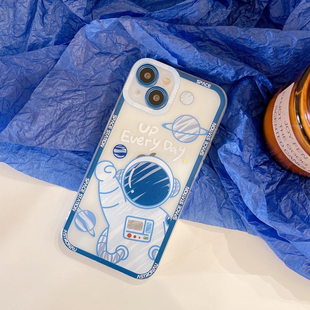 Transparent Cute Astronaut Jane flash drill Compatible for iphone 13 12 11 pro max x xr xsmax 7/8plus TPU phone case cover