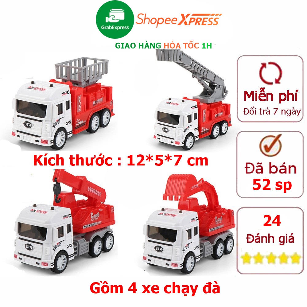 Bộ đồ chơi xe cứu hỏa cho bé gồm 4 chiếc với các chi tiết chuyển động tăng trí tưởng tượng, phát huy trí tuệ