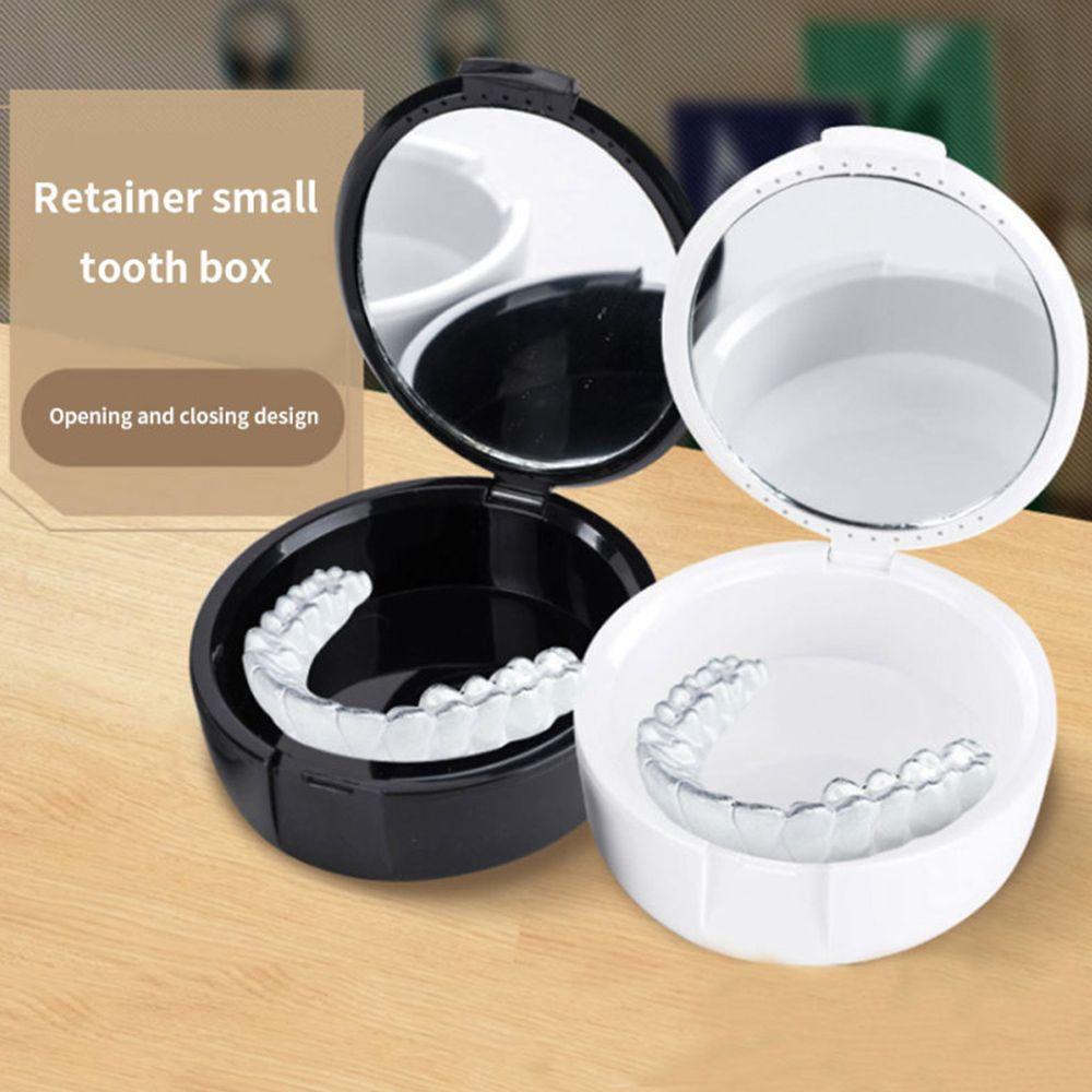 Aaron1 Hộp Đựng Răng Giả Màu Đen Di Động Tiện Dụng Ốp
