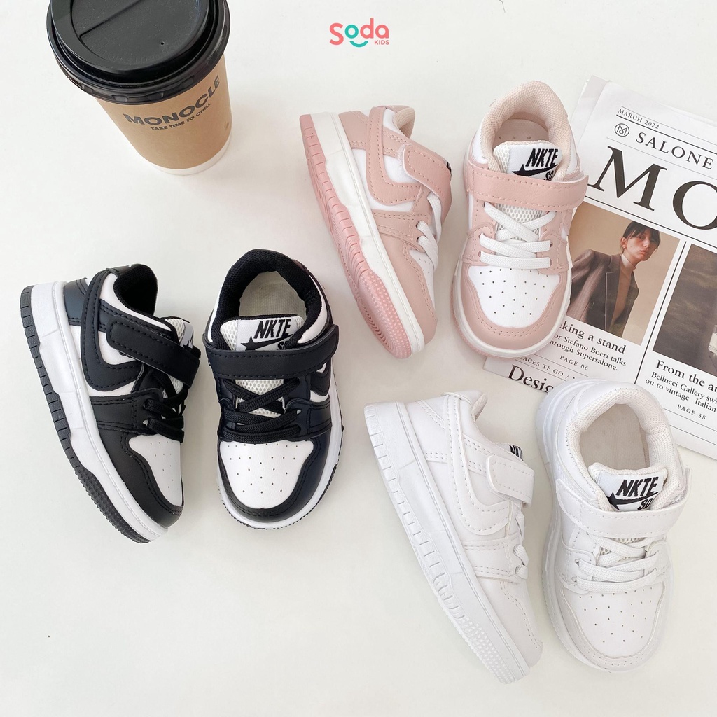 Giày thể thao trẻ em SODA KIDS 3 màu thiết kế thoáng khí, quai dán năng động, chất liệu da mềm, nhẹ