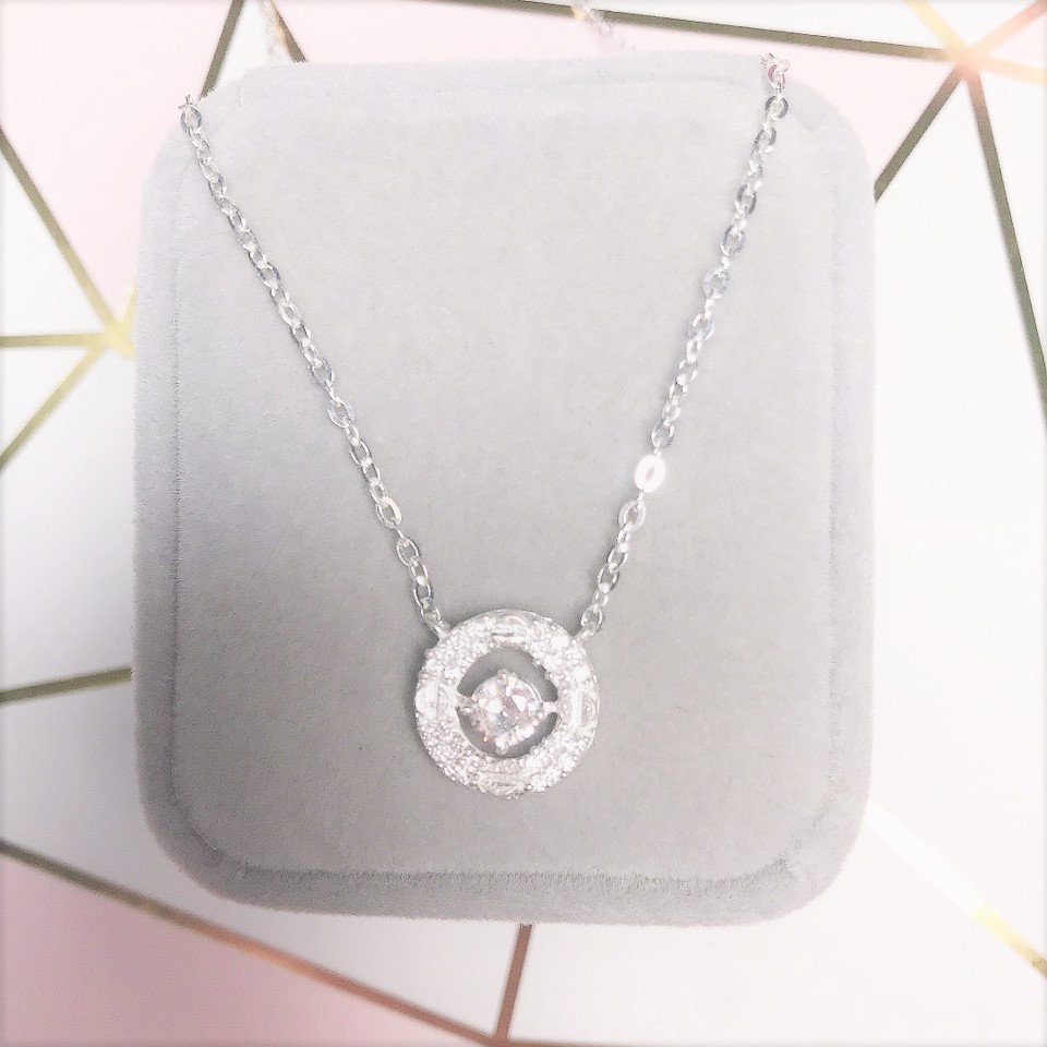 Dây chuyền bạc nữ cao cấp Evasilver mặt tròn đính đá bên trong, Vòng cổ bạc ta cực xinh xắn