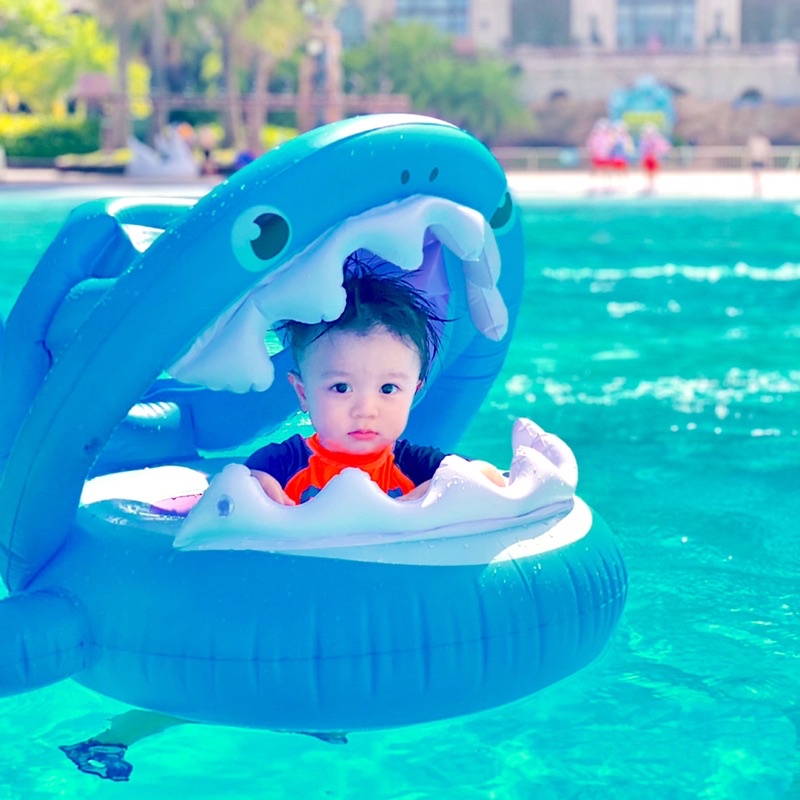 Phao Bơi Baby Shark Mái Che Có Xỏ Chân - Kèm Bơm - Chống Lật An Toàn Cho Bé 0-5 Tuổi Hottrend