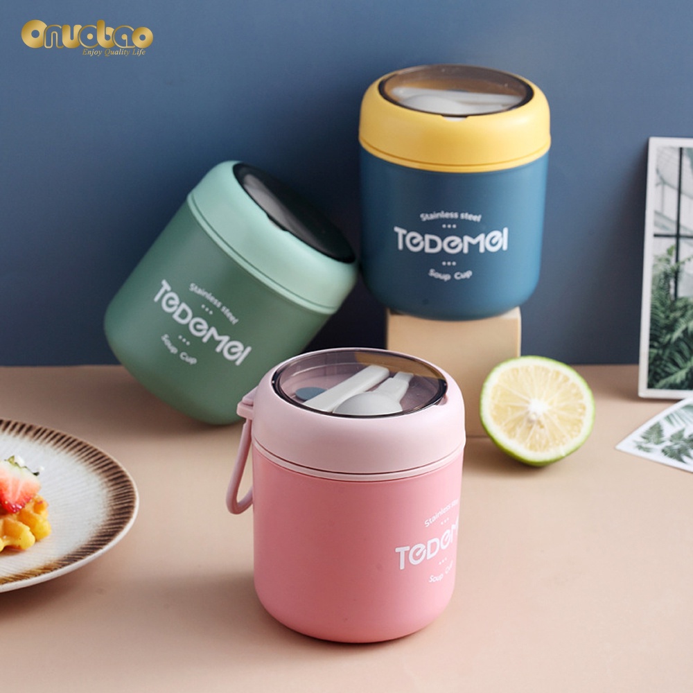 Onuobao Hộp đựng thức ăn giữ nhiệt bằng thép không gỉ 304 sức chứa 530ml