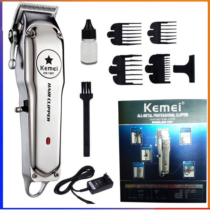 Tông đơ cắt tóc không dây Kemei KM-1997 lưỡi cắt thép cacbon cao không gỉ sét sắc bén đẳng cấp sang trọng