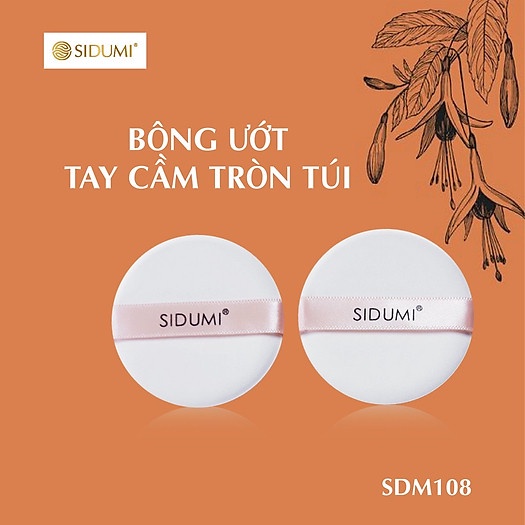 Mút trang điểm tán nền Sidumi tán nền ướt hình tròn có tay cầm siêu mịn chính hãng Hàn Quốc túi 2 miếng SDM 108