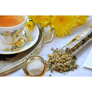 Trà Hoa Thảo Mộc Chamomile Fruitii, trà hoa cúc đựng trong ống thủy tinh