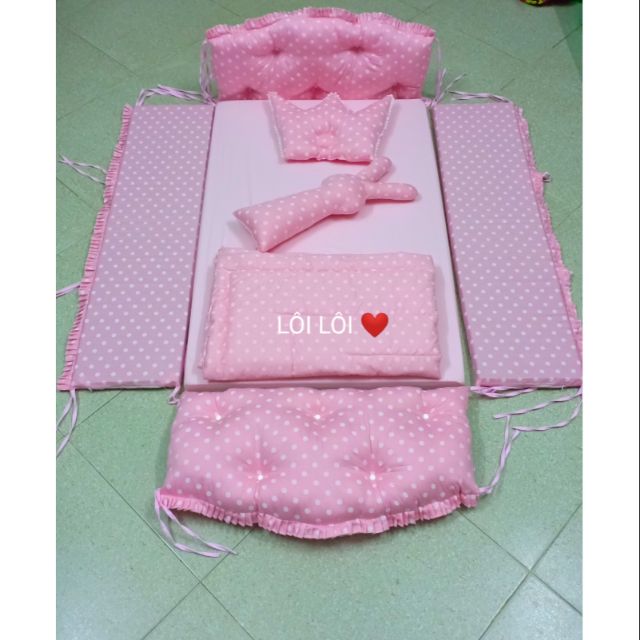 Combo quây cũi, đệm, ga, gối, thỏ, chăn