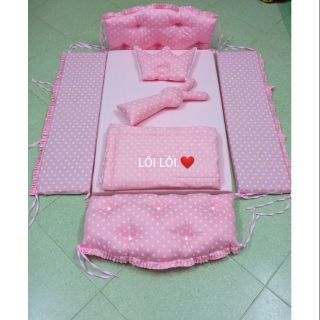 Combo quây cũi, đệm, ga, gối, thỏ, chăn