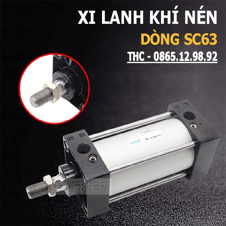 Xi Lanh Khí Nén Vuông Loại Tốt. Piston Ø63mm. Ben Hơi Vuông Hai Chiều. Hành Trình Ty 25 - 1000mm. Đổi Trả Trong 7 Ngày