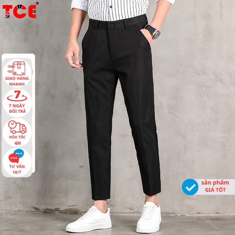 SALE Quần Tây Nam - Quần Baggy Nam TCE Công Sở Đen Cá Tính Dáng Ôm Chuẩn Vải Co Giãn Không Nhăn Cao Cấp
