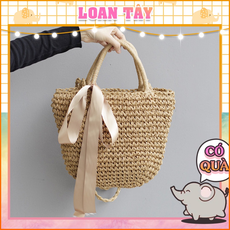 TÚI CÓI ĐI BIỂN TOTE THẮT NƠ DỄ THƯƠNG L1111 - LoanTay