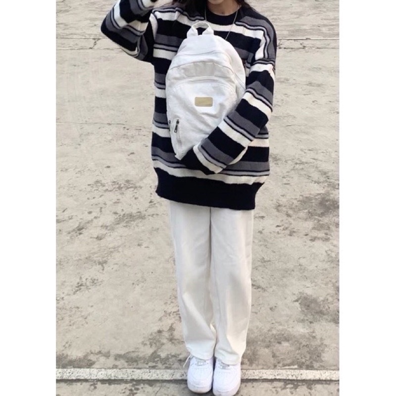 Balo Trơn Ullzang Hàn Quốc Chất Thô Mềm Cao Cấp