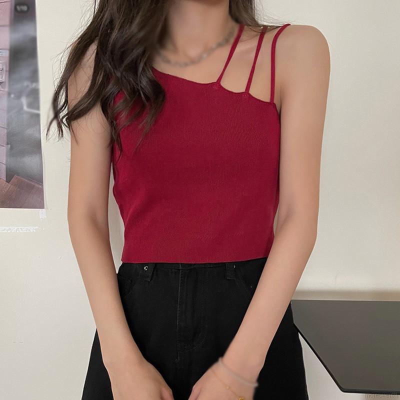 Áo Croptop Dệt Kim Trễ Vai Thiết Kế Màu Trơn Thanh Lịch | BigBuy360 - bigbuy360.vn