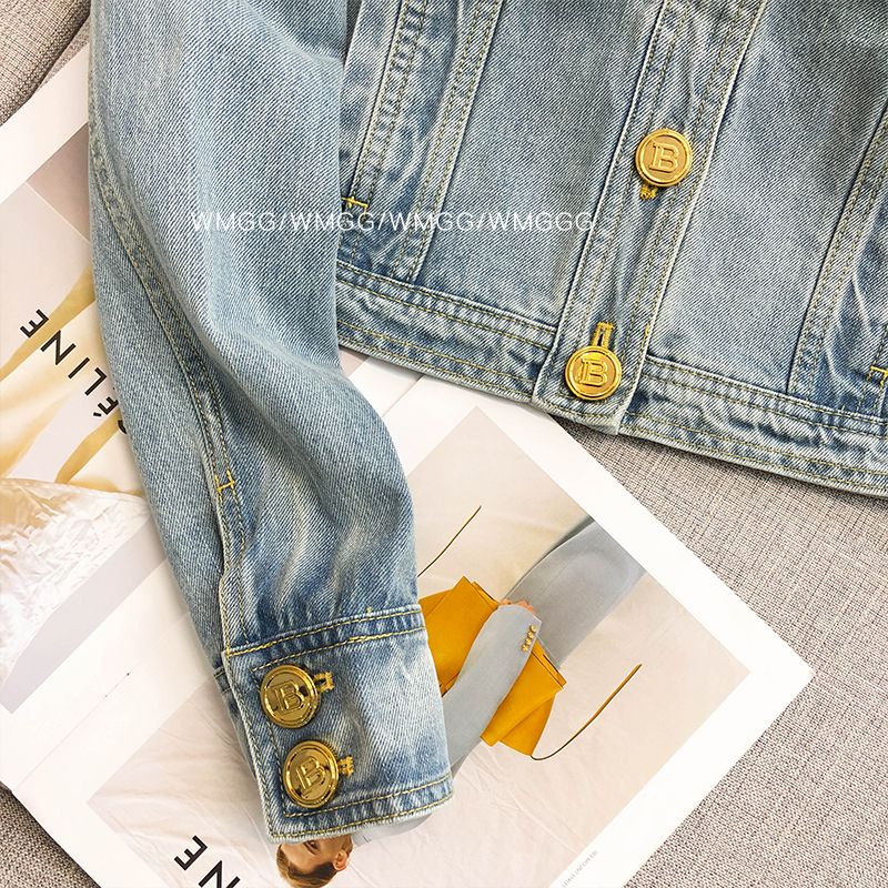 Áo Khoác Denim Tay Dài Màu Xanh Dương Phong Cách Hàn Quốc Thời Trang Thu Đông Cho Nữ
