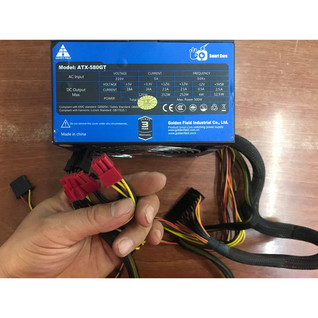 Nguồn công sức thực 500w ANDYSON dây dài CÓ 6 Pin 8 Pin cho vga VGA 21