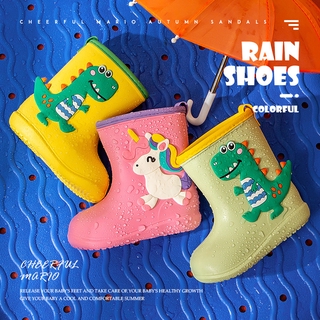 Giày Bốt Đi Mưa Chống Trượt In Hoạt Hình Khủng Long Cho Bé 1-6 Tuổi AYUER
