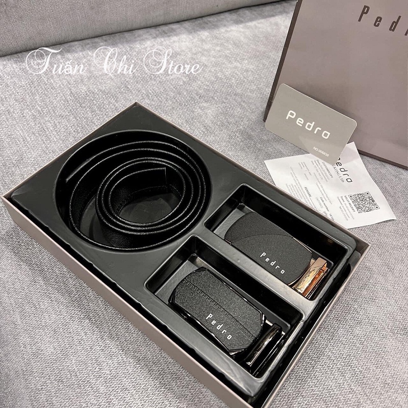 ⚡𝐅𝐔𝐋𝐋𝐁𝐎𝐗+ 𝐓𝐔́𝐈⚡ Set thắt lưng da nam Pedroo sang trọng và lịch sự - Thắt lưng nam 2 mặt thay đổi phong cách mỗi ngày
