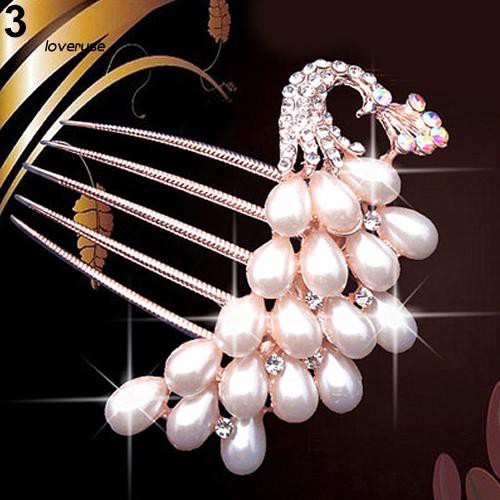 Lược cài tóc đính đá và hạt ngọc giả sang trọng cho nữ