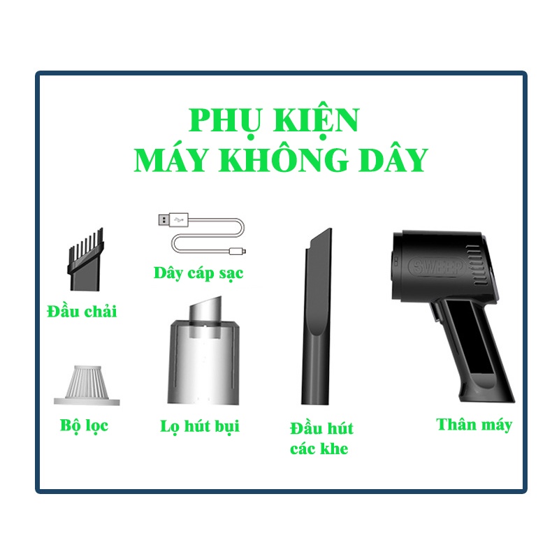 MHB 2 Máy hút bụi cầm tay mini không dây , vệ sinh bàn phím , hút bụi giường, ô tô lực hút 4000PA