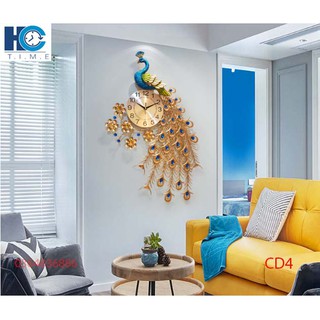 Đồng hồ treo tường trang trí chim công decor CD4 kích thước 80x60 cm