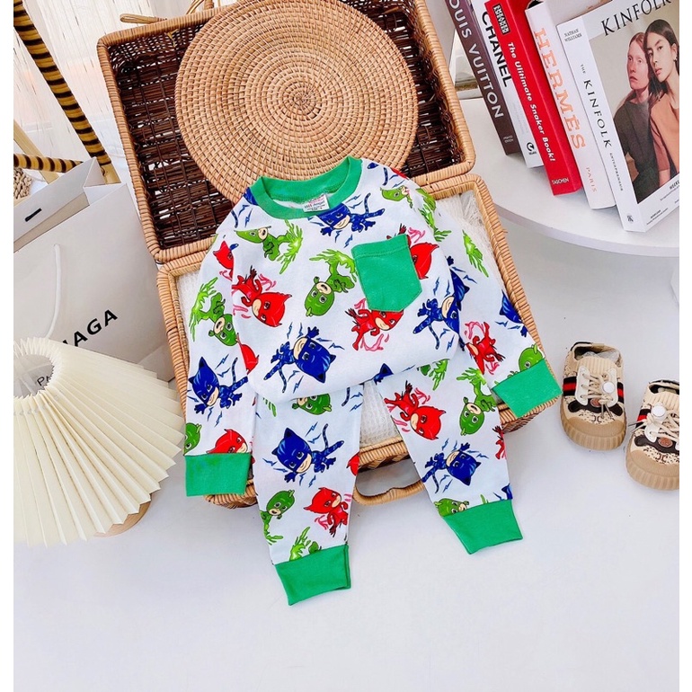 Bộ tay dài xuất dư nằm điều hoà cho bé trai bé gái