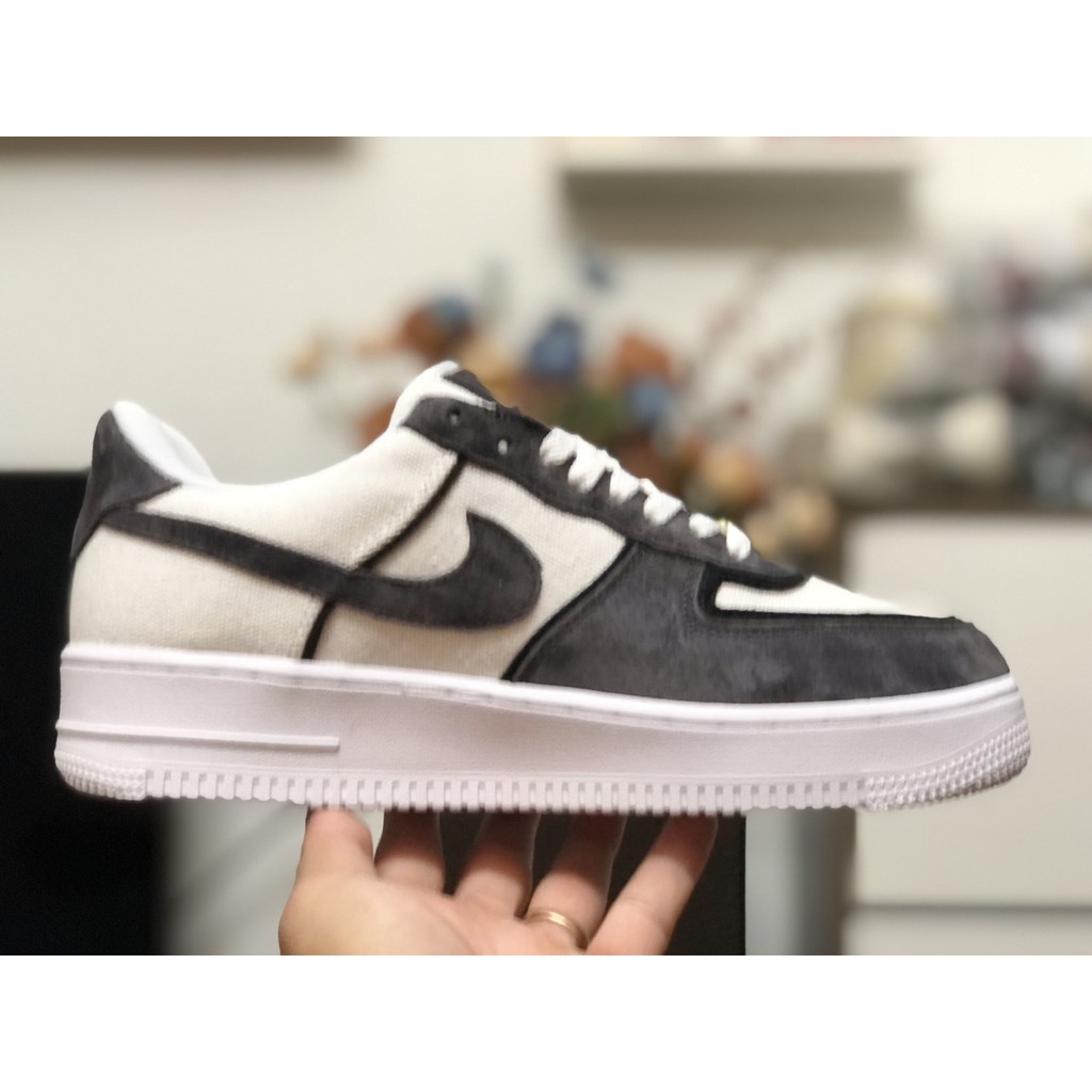 Giày Sneaker Af1 Low Trắng Viền Đen Da Lộn Hàng Cao Cấp Fullbox, Giày thể thao nam nữ af1 trắng đen da lộn,lót trần bông