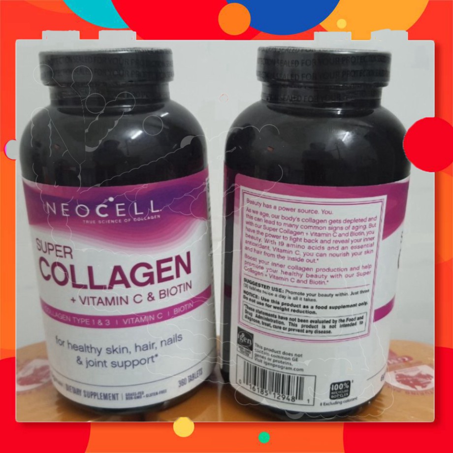 THANH LÝ KHO Viên uống Super Collagen Neocell +C 6000 Mg (mẫu Mới),360 viên của mỹ THANH LÝ KHO