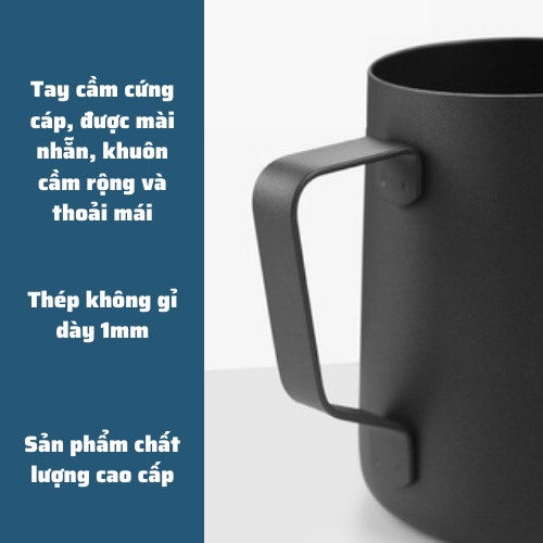 Ca đánh sữa lạnh Inox 304 cao cấp dung tích 350-600ml pha latte tạo hình nghệ thuật cà phê Espresso