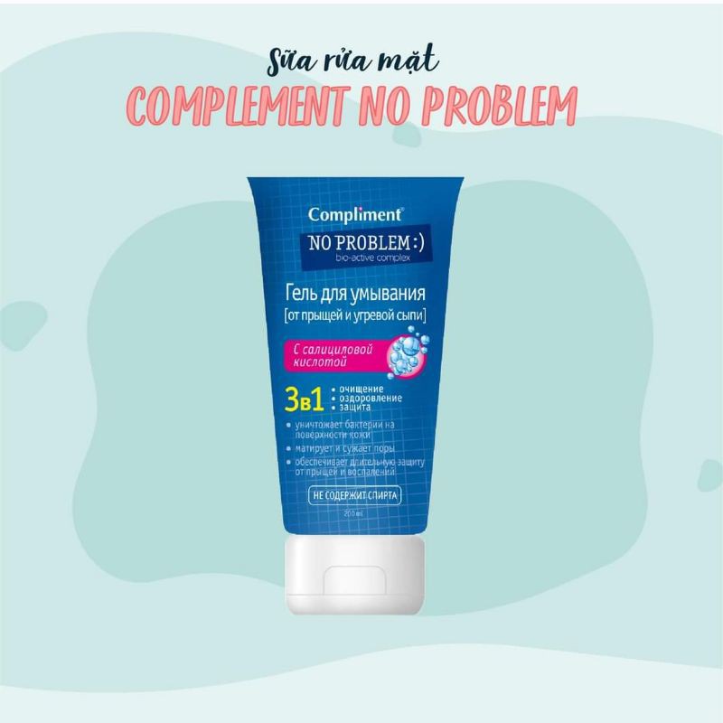 Sữa rửa mặt Compliment No Problem chứa Salicylic Acid, Tea Tree, AHA, PHA giúp làm sạch 200ml | BigBuy360 - bigbuy360.vn