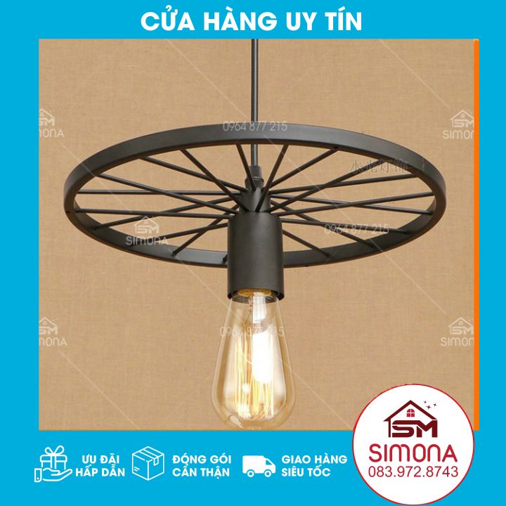 Đèn Thả: Mẫu Đèn Thả Trang Trí Hình Bánh Xe 1 Bánh ( Chưa Gồm Bóng)
