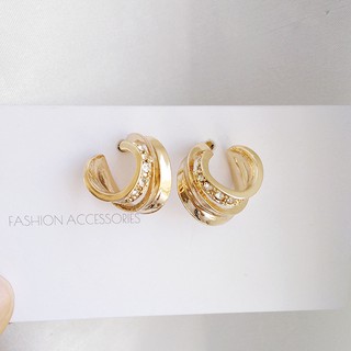 Bông Tai Hình Chữ C Bằng Bạc 925 Phong Cách Đường Phố Sang Trọng 0415-4
