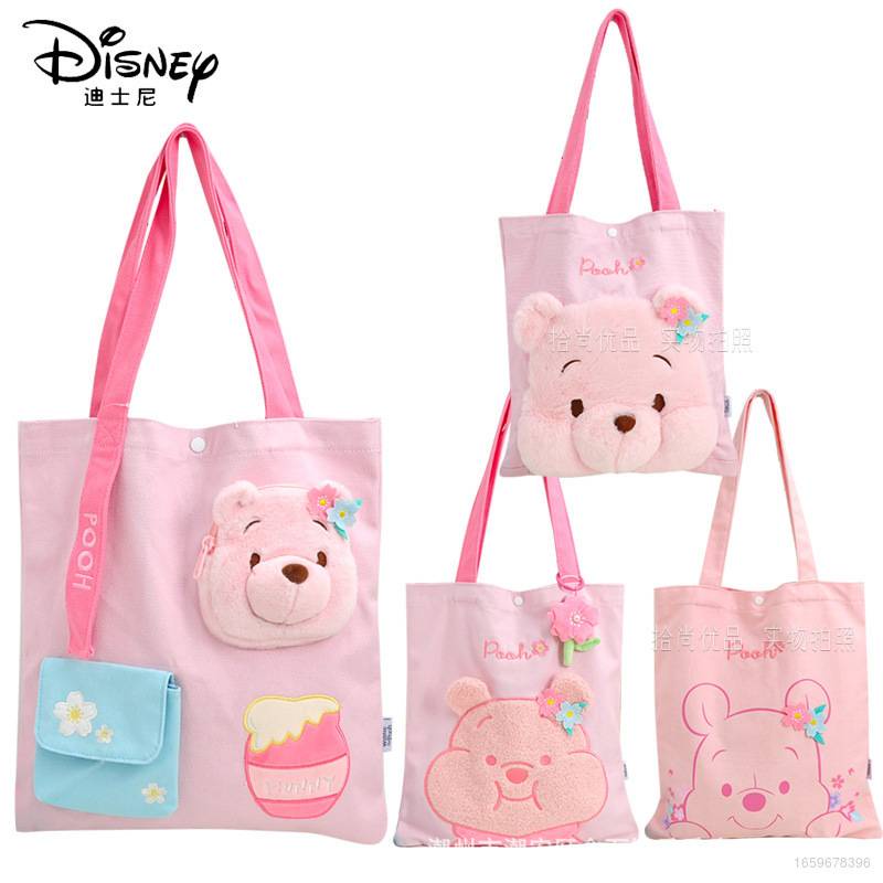 Túi Tote Đeo Vai Vải Canvas In Hoạt Hình Gấu Winnie Disney Dễ Thương Cho Bạn Gái