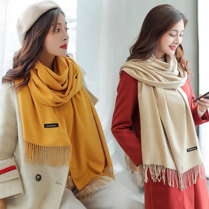 Khăn quàng cổ Nữ chất liệu len dạ CASHMERE HànQuốc VÀNG NHẠT-CMVN Khăn lụa ThyThy,quàng cổ cao cấp